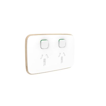 Picture of Essence Double Power Point Skin, Clipsal Iconic, Horizontal Mount, 250V, 10A, Clip-On