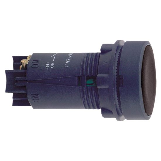 Picture of black pushbutton + 22 push-push to release - 1NO