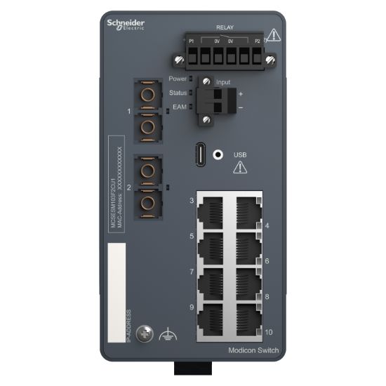 Picture of Modicon Extended Managed Switch - 8 ports for copper + 2 ports for fiber optic multimode