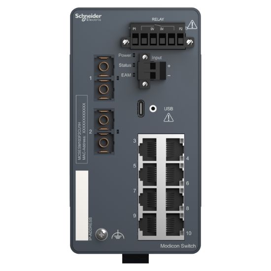 Picture of Modicon Extended Managed Switch - 8 ports for copper + 2 ports for fiber optic multimode - Harsh