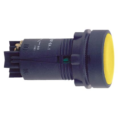 Picture of yellow pushbutton + 22 spring return - 1NO