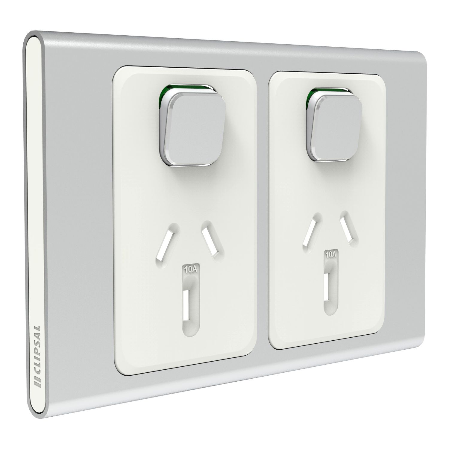 Picture of Styl Double Power Point Skin, Clipsal Iconic, Horizontal Mount, 250V, 10A