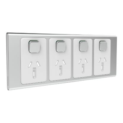Picture of Styl Quad Power Point Skin, Clipsal Iconic, Horizontal Mount, 250V, 10A