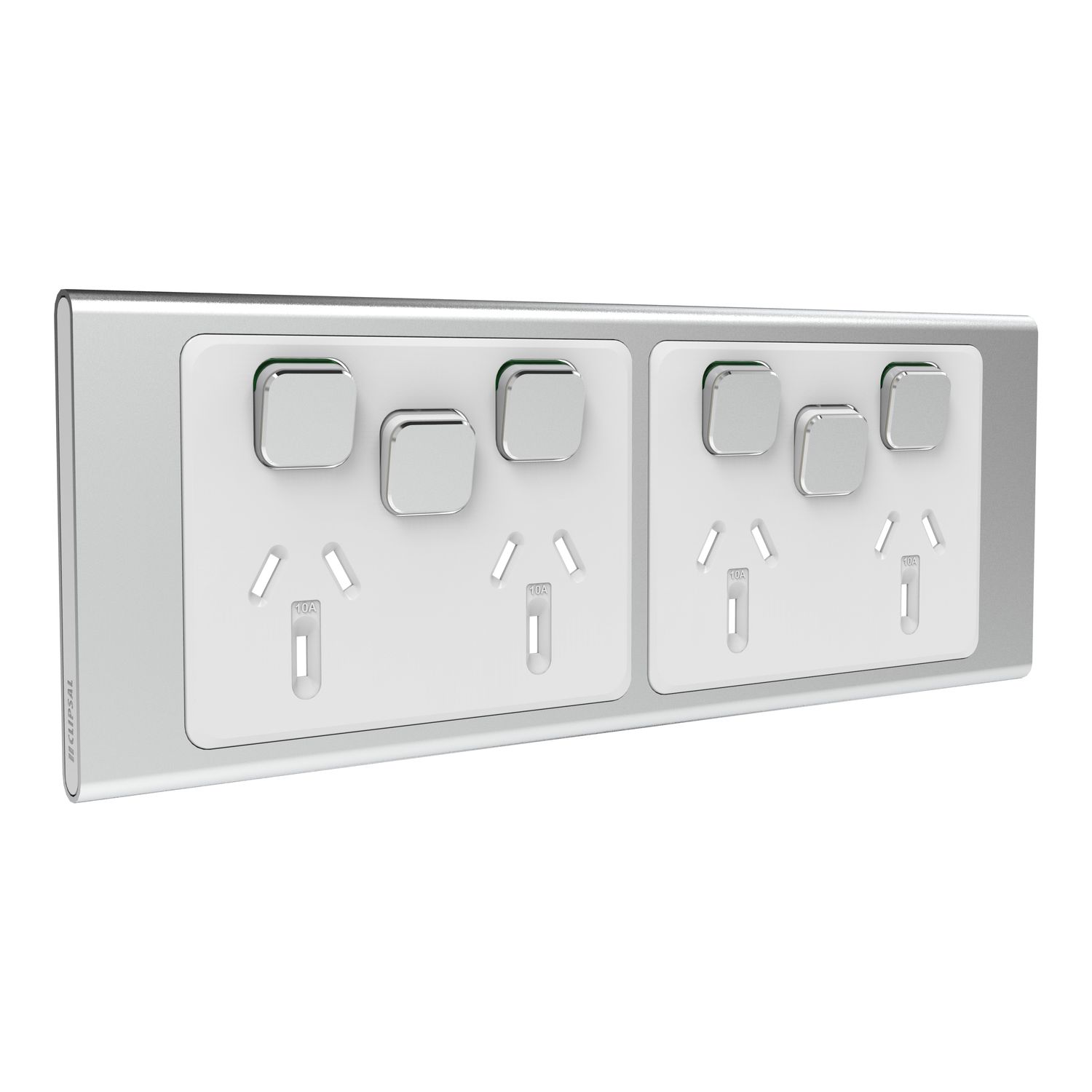 Picture of Styl Quad Power Point Skin with 2 extra switches, Clipsal Iconic, Horizontal Mount, 10A, 250V