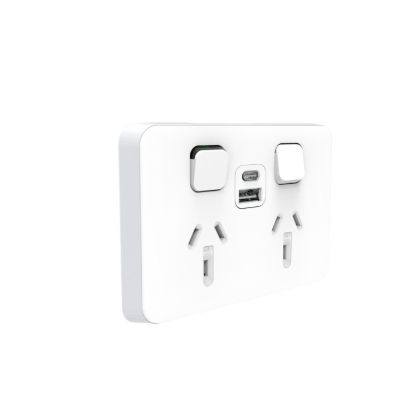 Picture of Switched Socket, Clipsal Iconic, 1xEx2 USB Charger A+C