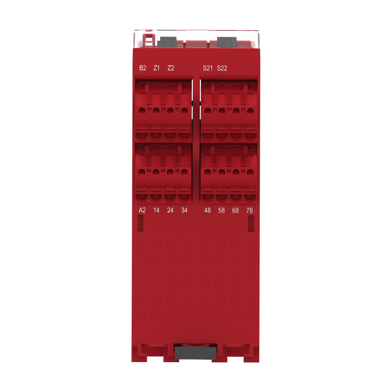 Picture of safety module, Harmony XPSU, Cat4, features XPSUAK with delayed outputs, 24V AC or DC, spring