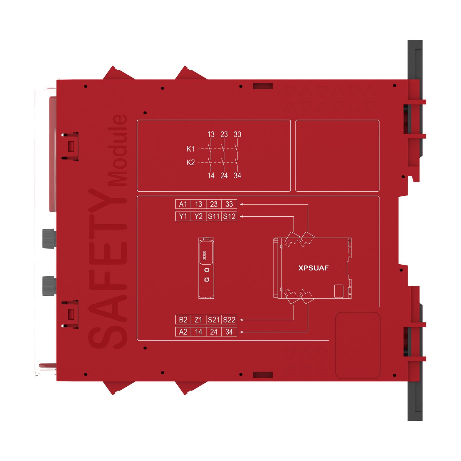 Picture of safety module, Harmony XPSU, Cat 4, potential free 2 NC, NO NC, 2 PNP, 48 to 240V AC or DC, screw