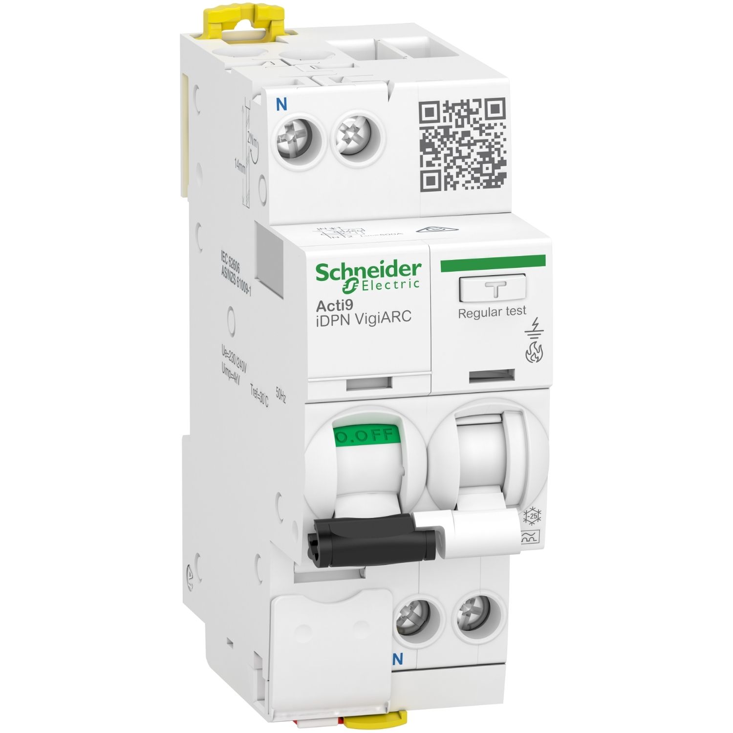 Picture of Arc fault detection RCBO, Acti9, Acti9 iDPN H VigiArc, 1P+N, 16 A, 10000 A, 30 mA, type A