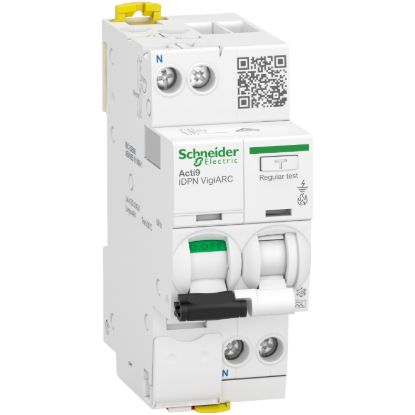 Picture of Arc fault detection RCBO, Acti9, Acti9 iDPN H VigiArc, 1P+N, 10 A, 10000 A, 30 mA, type A