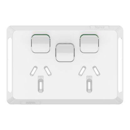 Picture of Twin Power Point Skin, Pro Series, Horizontal Mount, 1ExBlank, 10A, 250V, Clip-On