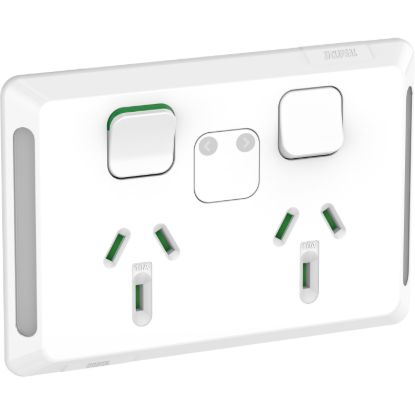 Picture of Twin Power Point Skin, Pro Series, Horizontal Mount, Power Indicator, 250V, 10A