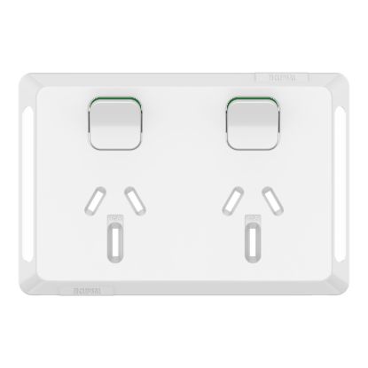 Picture of Twin Power Point Skin, Pro Series, Horizontal Mount, 250V, 15A, Clip-On