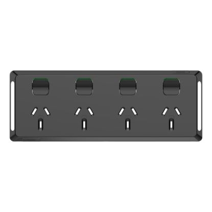 Picture of Quad Power Point Skin, Pro Series, Horizontal Mount, 250V, 10A, Clip-On