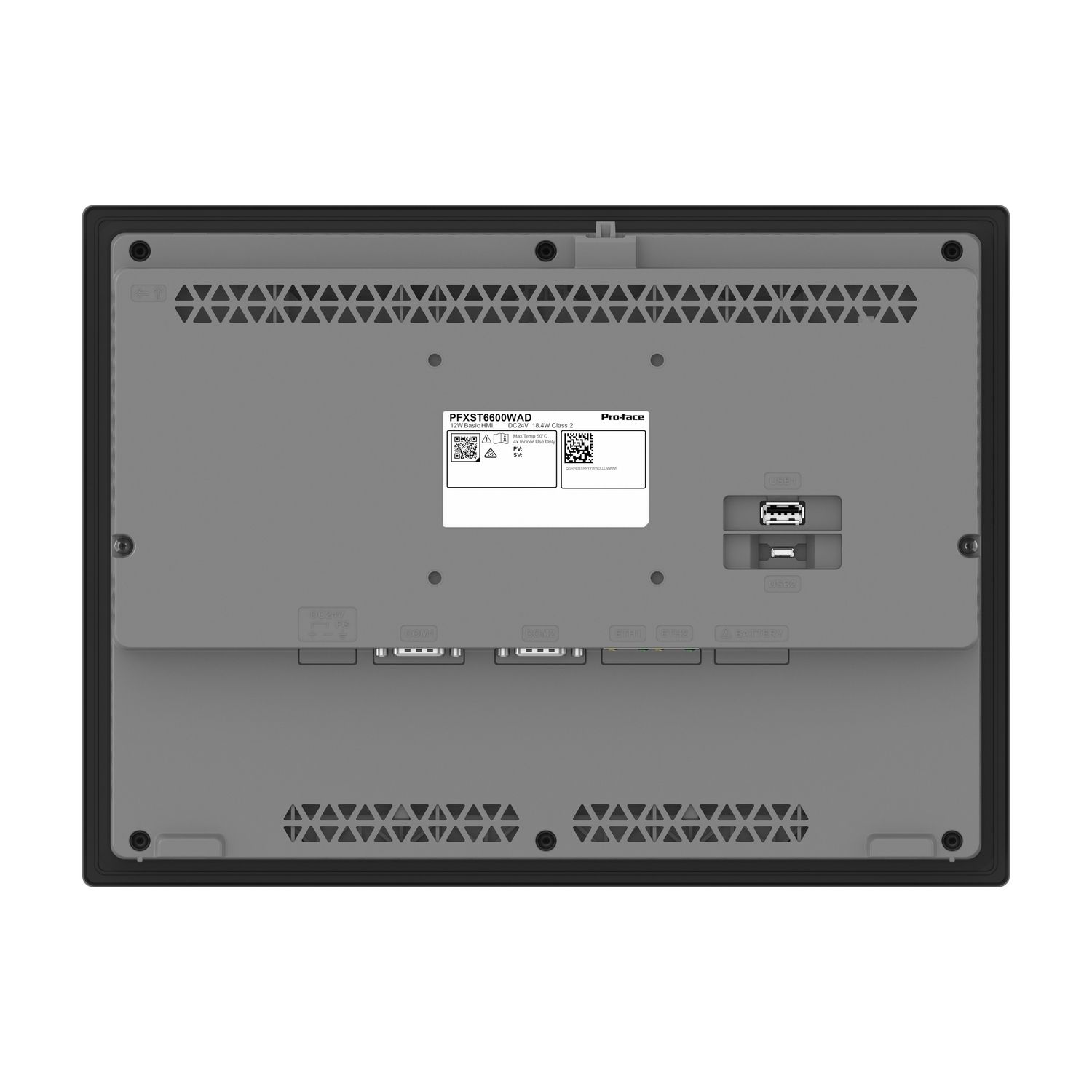 Picture of 12"W touch panel display, 2COM, 2Ethernet, USB host&device, 24VDC