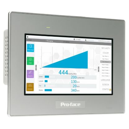 Picture of 7"W touch panel display, 2COM, 2Ethernet, USB host&device, 24VDC