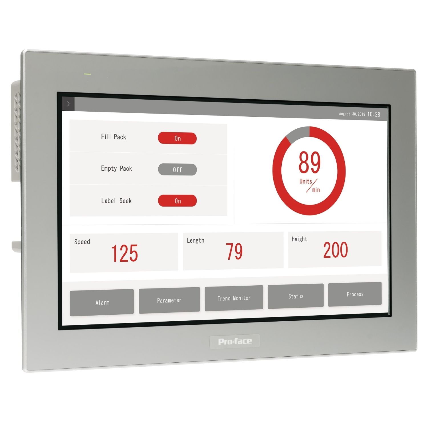 Picture of 10"W touch panel display, 2Ethernet, USB host, 24VDC