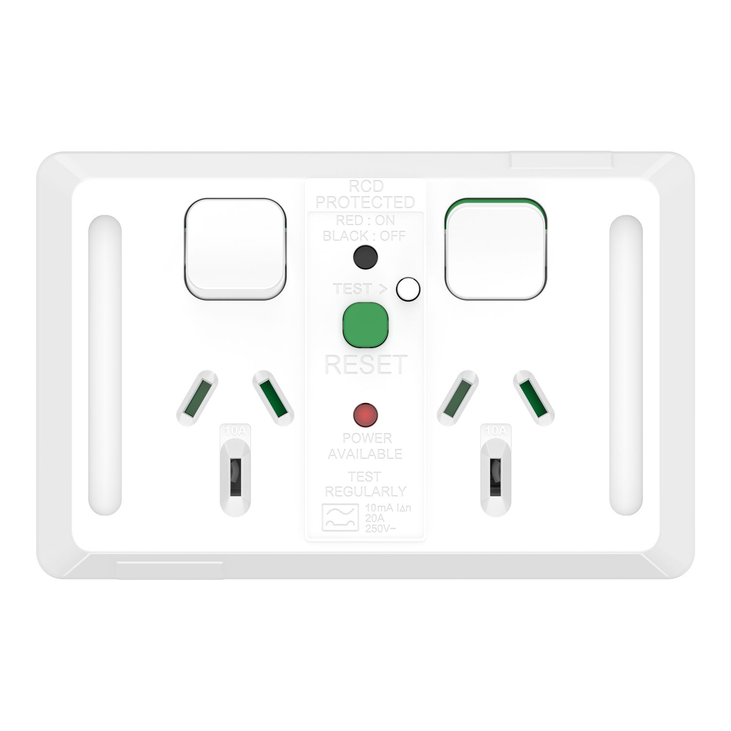 Picture of Twin Power Point, Pro Series, Horizontal Mount,10mA RCD 10A, 250V