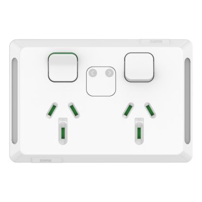 Picture of Twin Power Point, Pro Series, Horizontal Mount, Power Indicator 250V, 10A