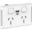 Picture of Twin Power Point, Pro Series, Horizontal Mount,1Ex2USBCHRG, Type A+C, 10A, 250V