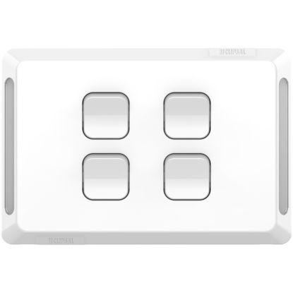 Picture of Flush Switch, Pro Series, Horizontal Mount, 4 Gang, 1-Way/2-Way, 230/240V 20A, 16AX