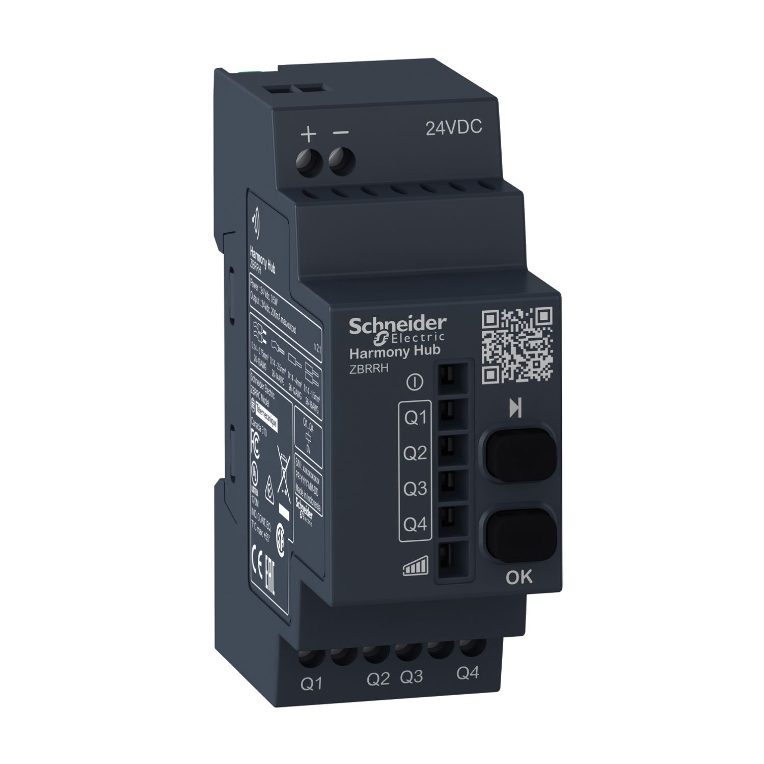 Picture of Wireless Receiver, Harmony XB5R, 4 PNP, 2 pusbuttons, LED, 200mA, 24V DC