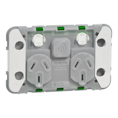 Picture of Connected Smart Socket Wiser, Clipsal Iconic, Grid Horizontal Twin, 10A, 250V
