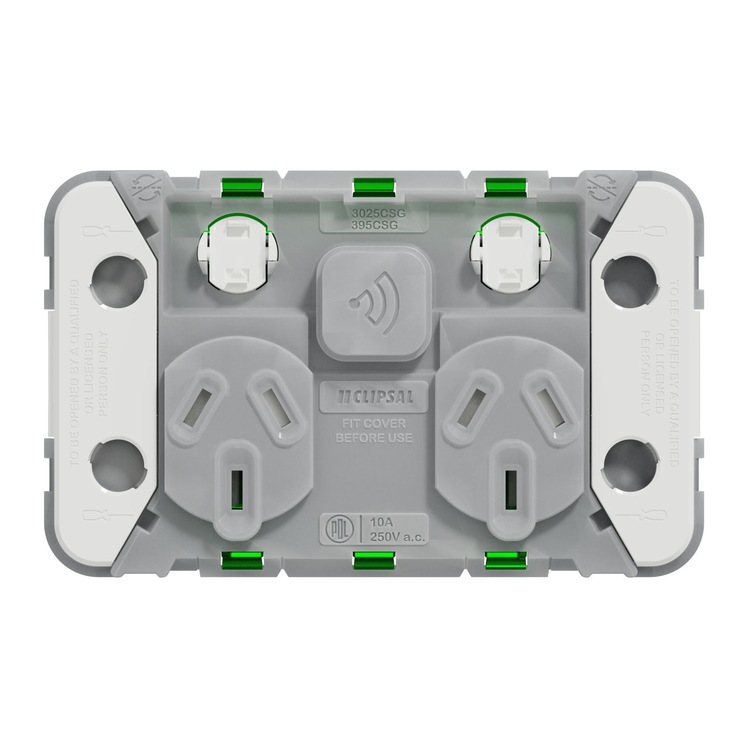 Picture of Connected Smart Socket Wiser, Clipsal Iconic, Grid Horizontal Twin, 10A, 250V