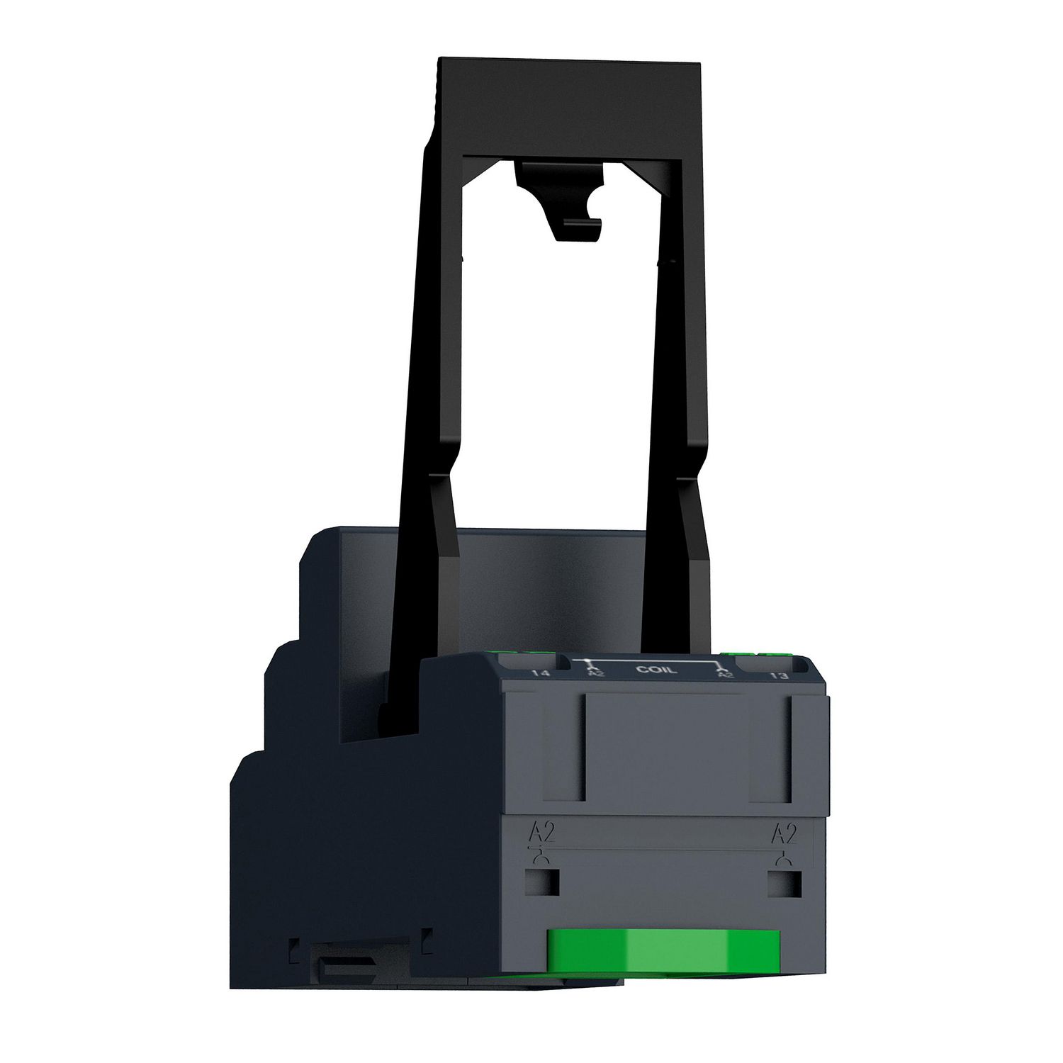 Picture of push in socket with clamp, Harmony Electromechanical Relays, for RXM relays, 12A 2CO, 6A 4CO, push in terminals, separate contact