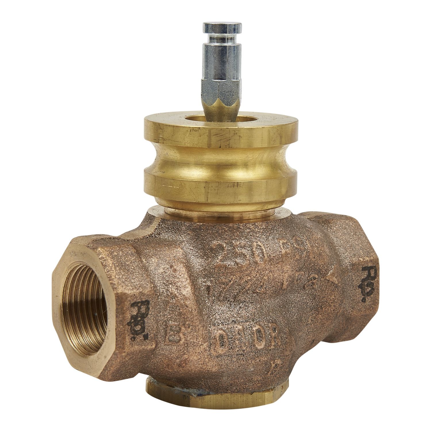 Picture of VG210R Globe Valve, 2-Way, DN20, Rp 3/4 Internal Thread, Brass Trim, PTFE Seat Seal, Kvs 6.3 mÂ³/h, Stem Up Closed.