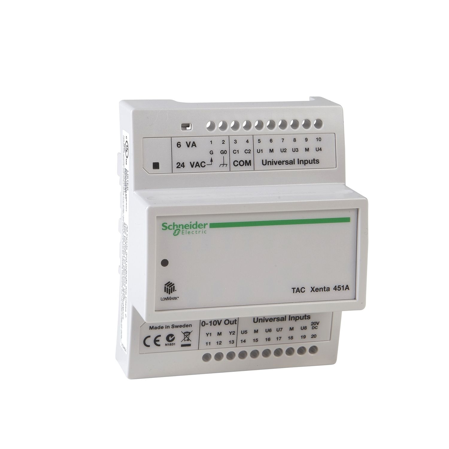 Picture of TAC Xenta 452A: UI and DO Module, 8 UI, 2 AO, 4 LED Status Indicators