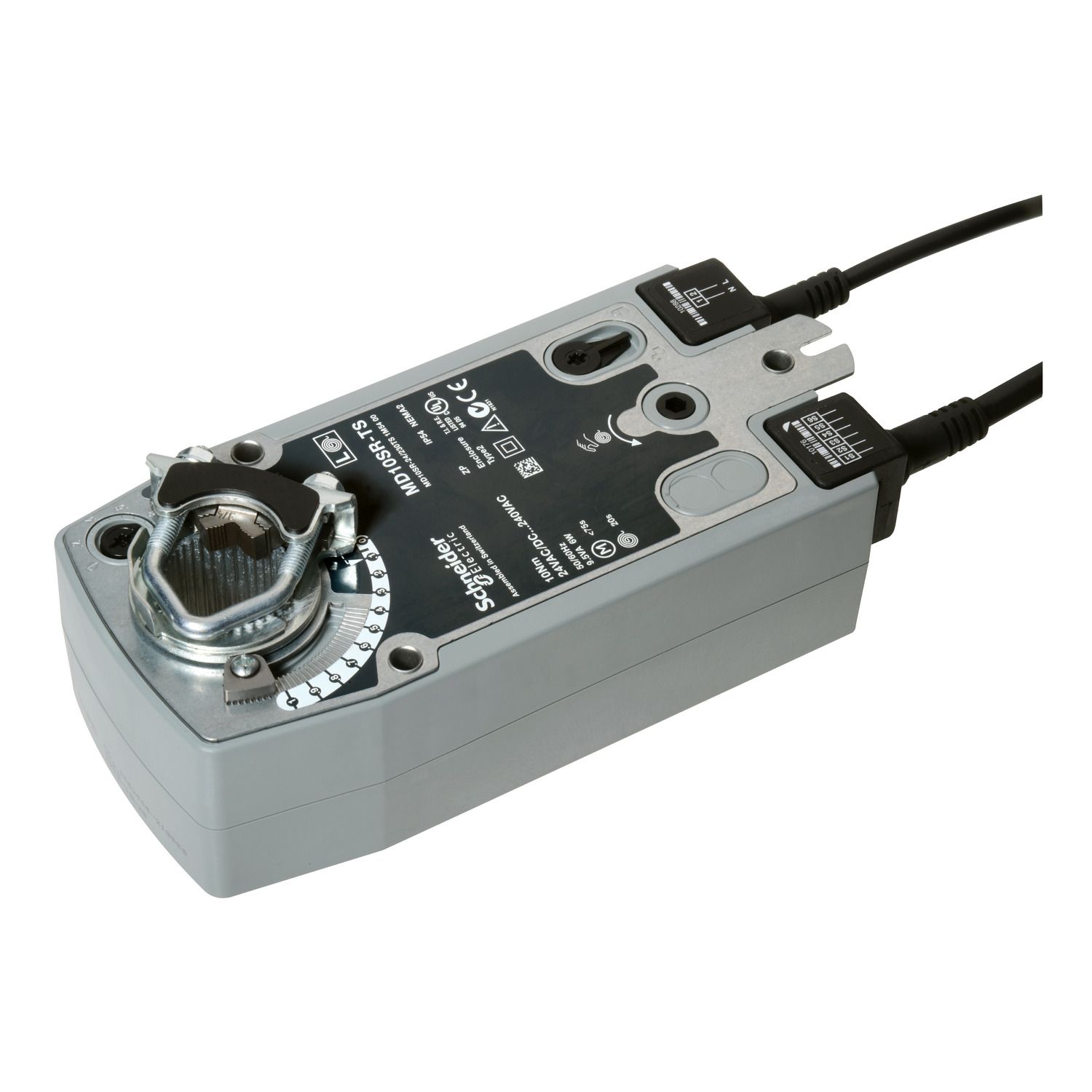 Picture of MD10-SR Damper Actuator, 2-Position, Spring Return, 110-240Vac, 24-125Vdc, 1m Cable, 10Nm, S2 Switch, IP54