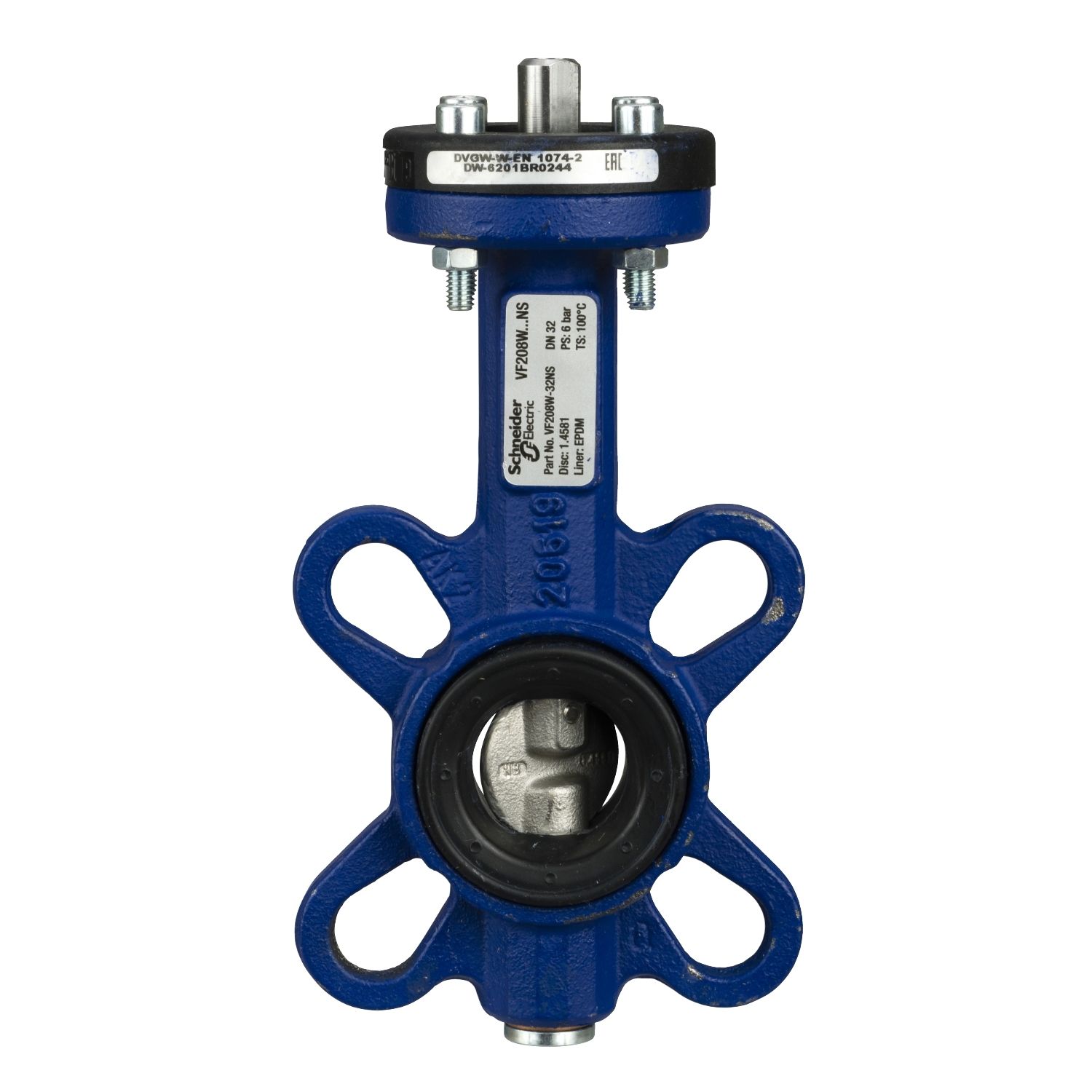 Picture of VF208W Butterfly Valve, 2-Way, DN32, Wafer Flanged, 316 Stainless Steel Disc, EPDM Liner, Kvs 26.5 mÂ³/h, Max âˆ†P 600 kPa.