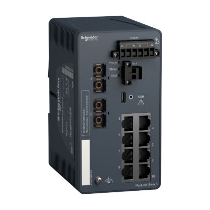 Picture of Modicon Managed Switch - 8 ports for copper + 2 ports for fiber optic single-mode - Harsh