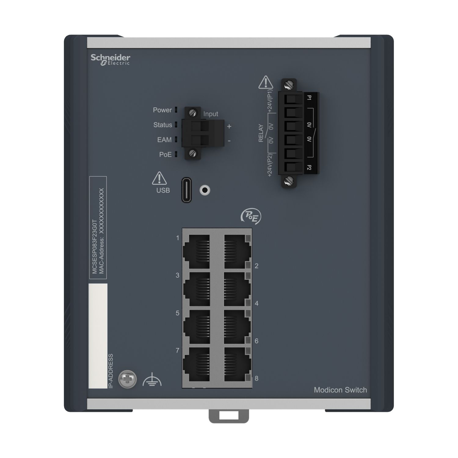 Picture of Modicon PoE (Power over Ethernet) Managed Switch - 8 Gigabit ports for copper - extended temperature