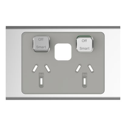 Picture of Styl Skin Connected Socket, Clipsal Iconic, Wiser, Horizontal Twin