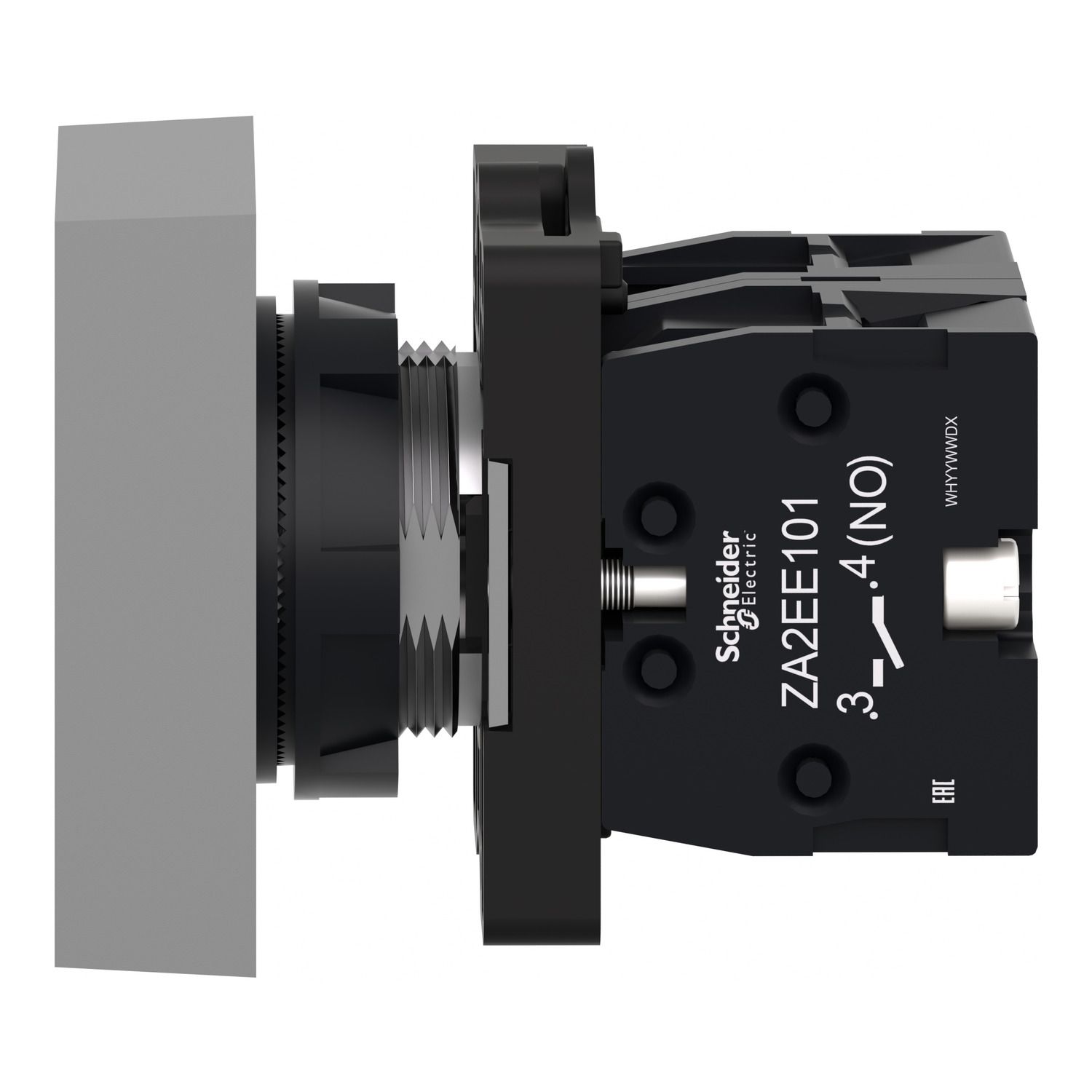 Picture of Double headed push button, Easy Harmony XA2, plastic, 22mm, 1 green flush marked I + 1 red flush marked O, 1NO + 1NC