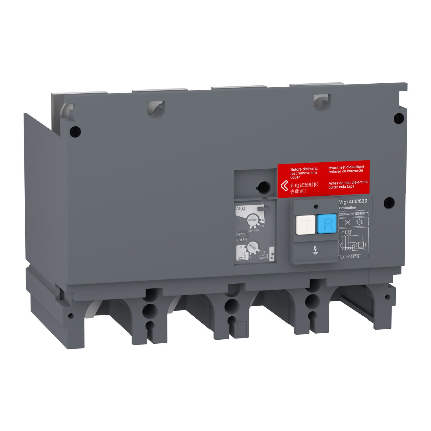 Picture of Earth-leakage add-on protection module, EasyPact CVS 400/630, 200VAC to 440VAC, 30mA to 30A, 4 poles