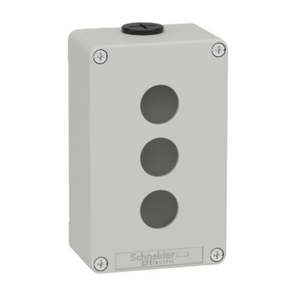 Picture of Die cast empty control station, Harmony XAP, XB2 SL, zinc alloy, grey, M20, 3 cut outs 22mm, 80x130x51,5mm, UL cULus