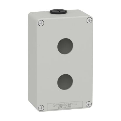 Picture of Die cast empty control station, Harmony XAP, XB2 SL, zinc alloy, grey, M20, 2 cut outs 22mm, 80x130x51,5mm, UL cULus