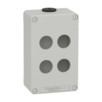 Picture of Die cast empty control station, Harmony XAP, XB2 SL, zinc alloy, grey, M20, 4 cut outs 22mm, 80x130x51,5mm, UL cULus