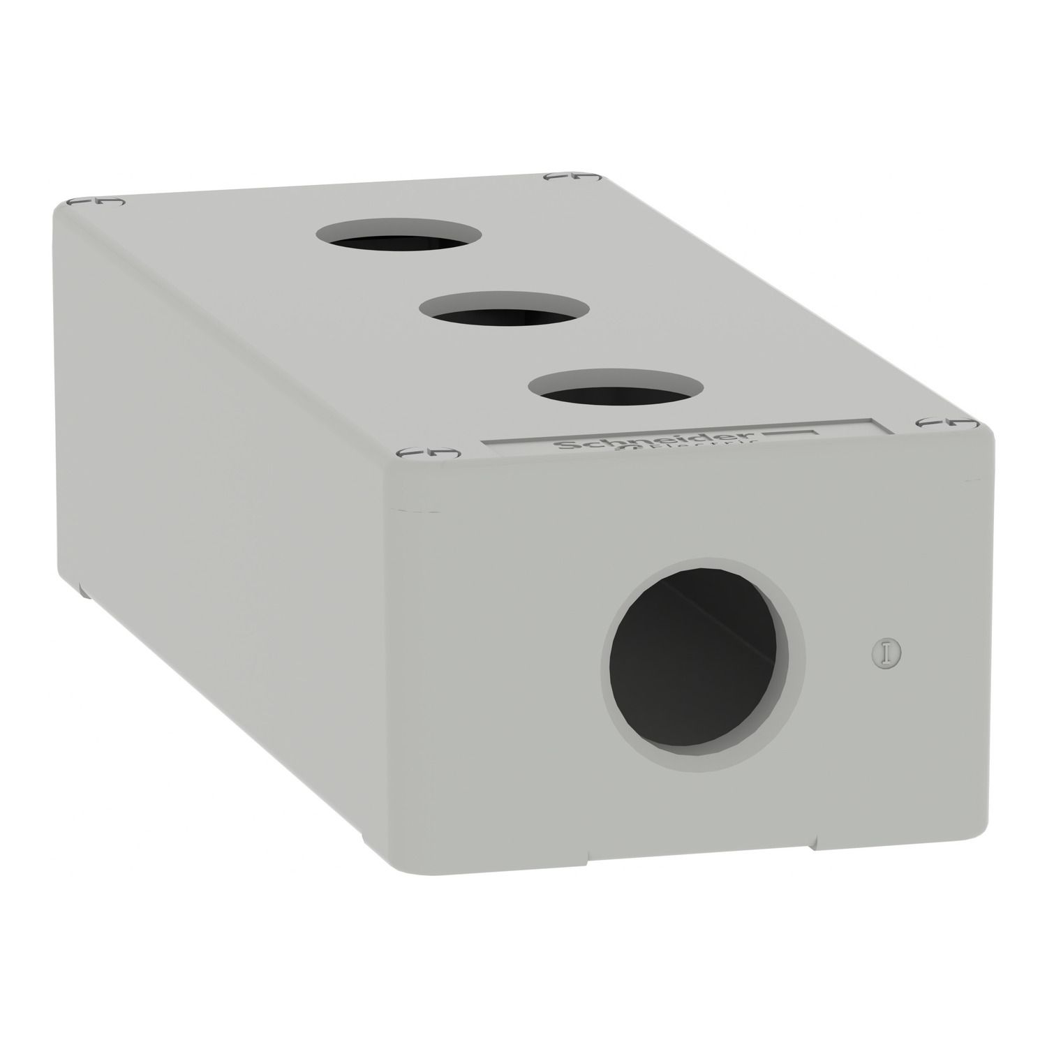 Picture of Die cast empty control station, Harmony XAP, XB2 SL, zinc alloy, grey, M25, 3 cut outs 22mm, 80x175x51,5mm