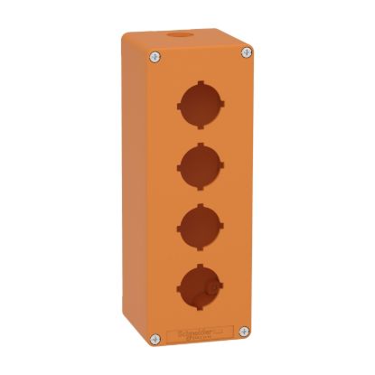 Picture of Empty control station, Harmony XAP, XB2 SL, zinc alloy, orange, M25, 4 cut outs 30mm with notches, 80x220x77mm