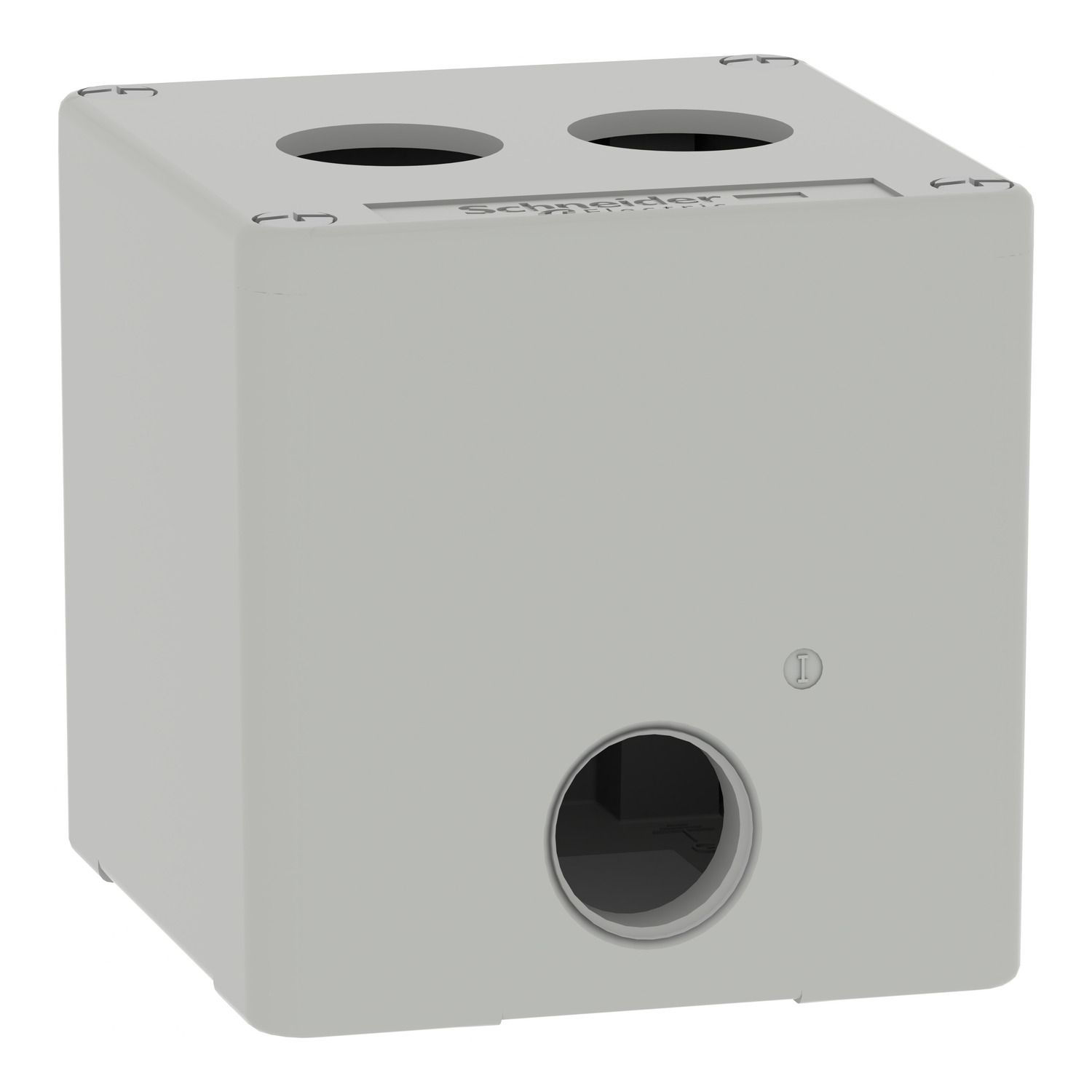 Picture of Die cast empty control station, Harmony XAP, XB2 SL, zinc alloy, grey, M20, 2 cut outs 22mm, 80x80x77mm, UL cULus