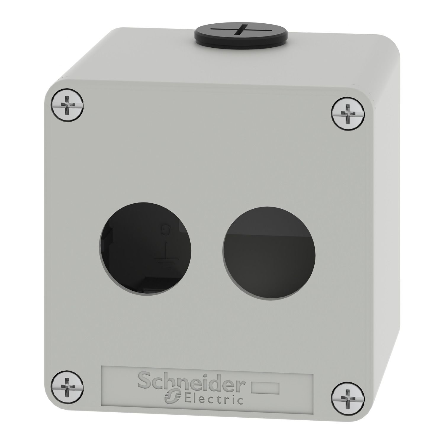 Picture of Die cast empty control station, Harmony XAP, XB2 SL, zinc alloy, grey, M20, 2 cut outs 22mm, 80x80x77mm, UL cULus