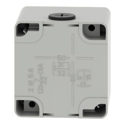 Picture of Empty control station, Harmony XAP, XB2 SL, zinc alloy, grey, M20, 1 cut out 30mm with notches, 80x80x77mm, UL cULus