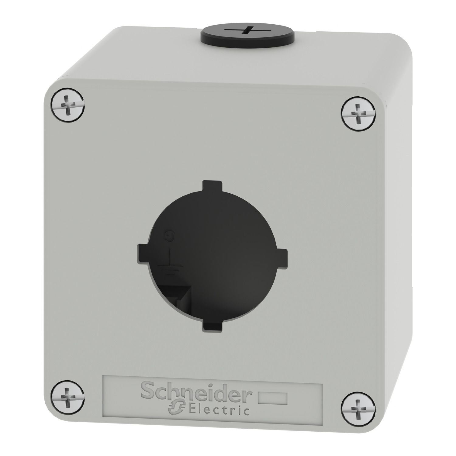 Picture of Empty control station, Harmony XAP, XB2 SL, zinc alloy, grey, M20, 1 cut out 30mm with notches, 80x80x77mm, UL cULus