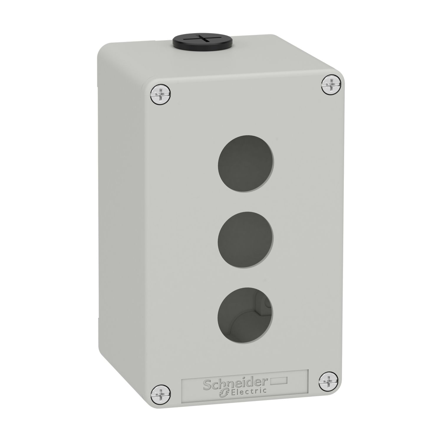 Picture of Die cast empty control station, Harmony XAP, XB2 SL, zinc alloy, grey, M20, 3 cut outs 22mm, 80x130x77mm, UL cULus