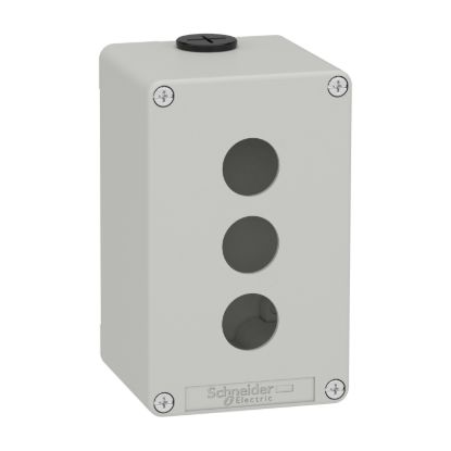 Picture of Die cast empty control station, Harmony XAP, XB2 SL, zinc alloy, grey, M20, 3 cut outs 22mm, 80x130x77mm, UL cULus