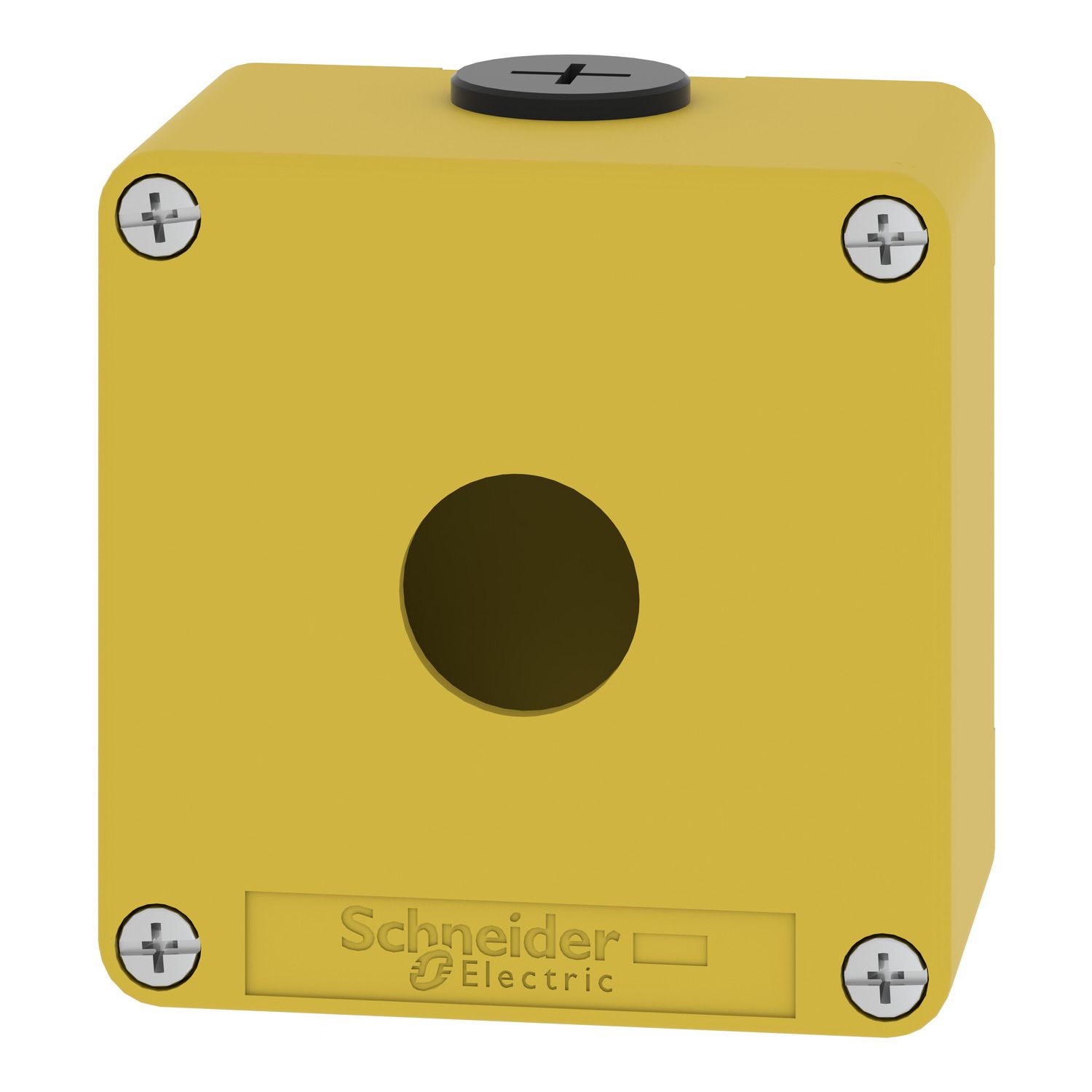 Picture of Die cast empty control station, Harmony XAP, XB2 SL, zinc alloy, yellow, M20, 1 cut out 22mm, 80x80x51,5mm, UL cULus