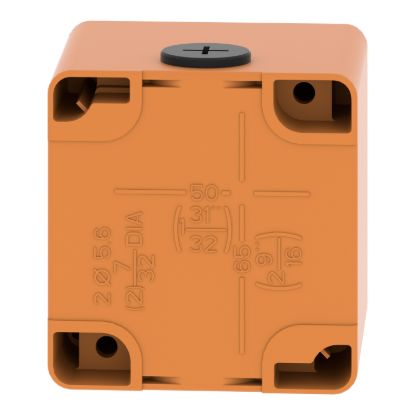 Picture of Empty control station, Harmony XAP, XB2 SL, zinc alloy, orange, M20, 1 cut out 30mm with notches, 80x80 x77mm, UL cULus